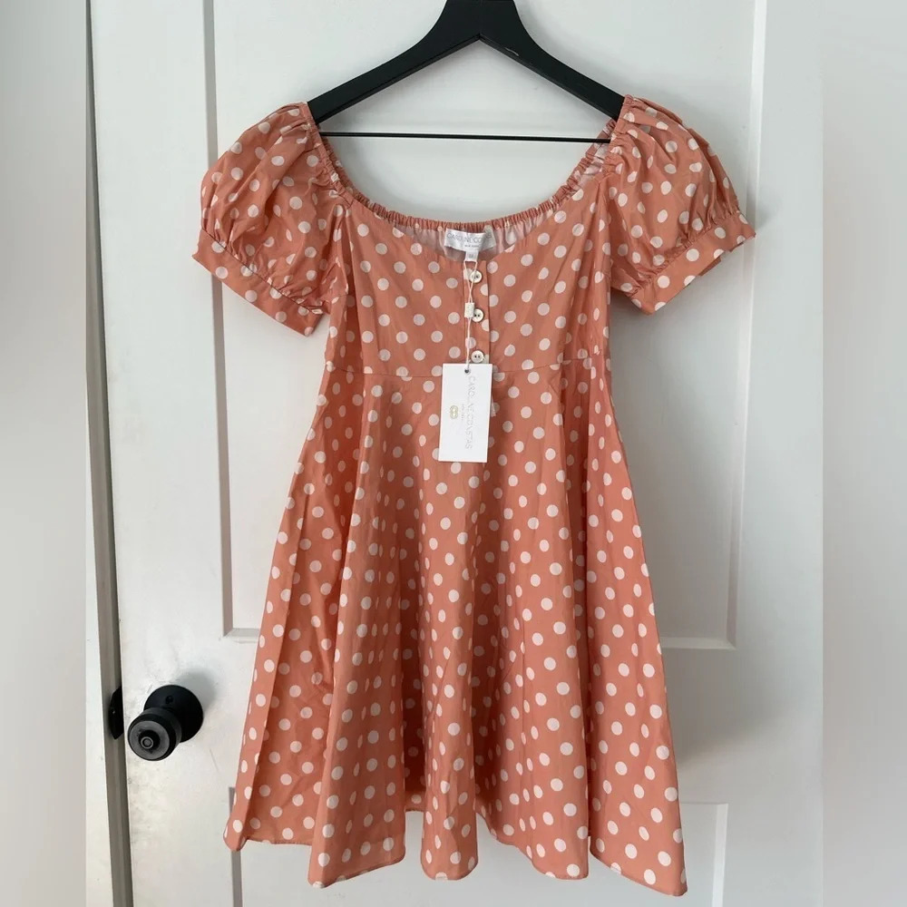 Caroline Constas Polka Dot Mini Dress NWT | Peach | Size Medium - Picture 3 of 7